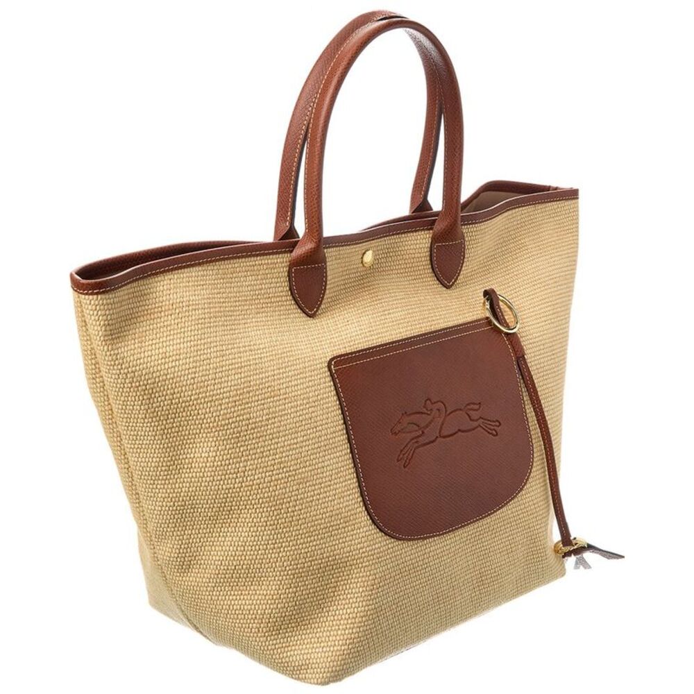 Longchamp Le Pliage Collection Large Raffia Basket Bag, Beige - Picture 3 of 4
